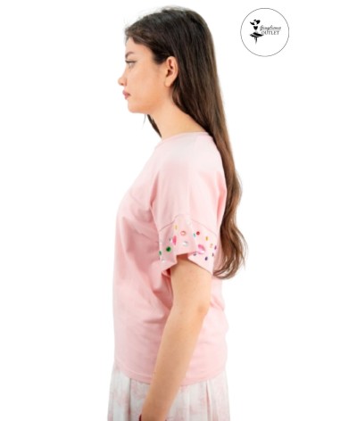 T-shirt casual dettagli decorativi