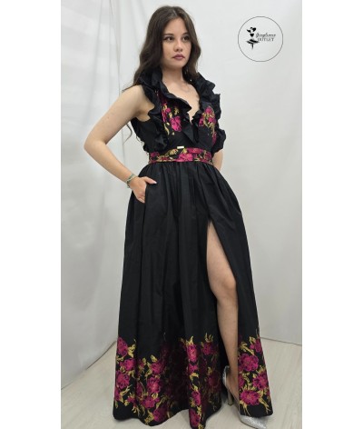 Abito lungo floreale tessuto da sposa