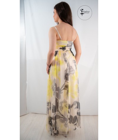 Abito lungo tulle floreale