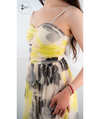 Abito lungo tulle floreale