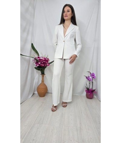 Completo tailleur monopetto pantalone a zampa
