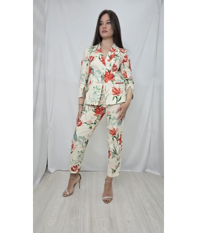 Giacca cotone con stampa floreale